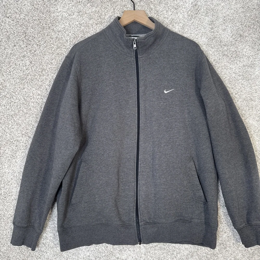 Nike Jacket Full Zip‎ Gray Athletic Coat Swoosh Mock Neck Adult XL Pockets